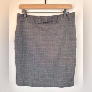 LOFT Grey Plaid Career Business Skirt With Bow | Size 6